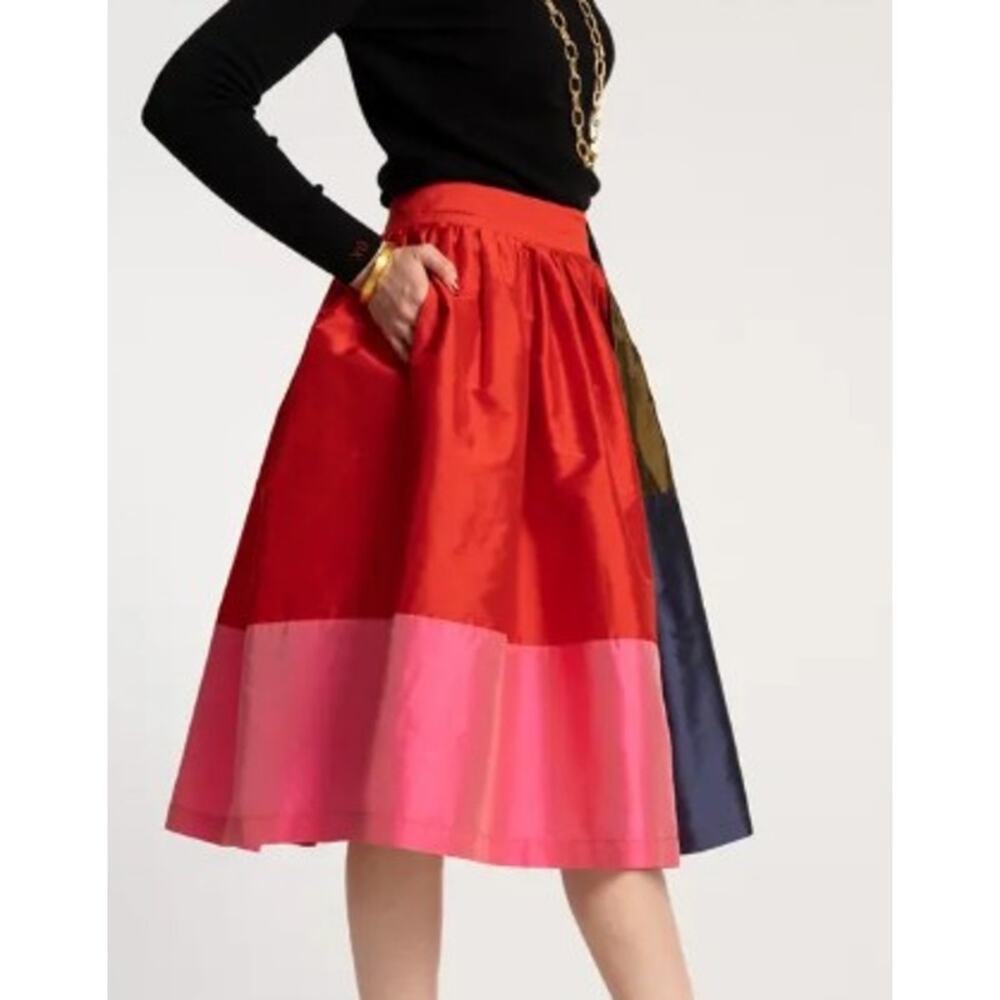 Frances Valentine Barbara Gathered Colorblock Midi Skirt Women’s Sz. S - Picture 3 of 11